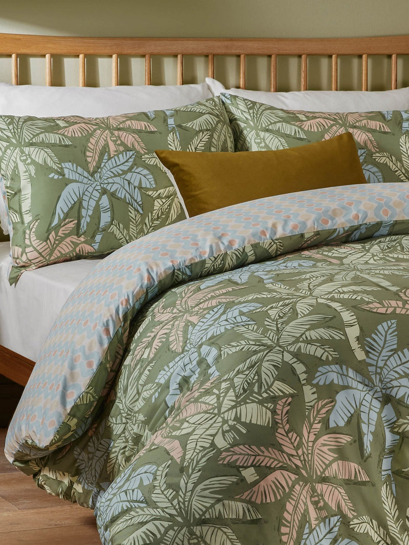 Duvet Day Palm Green Kentia Printed Duvet Cover Set - British product