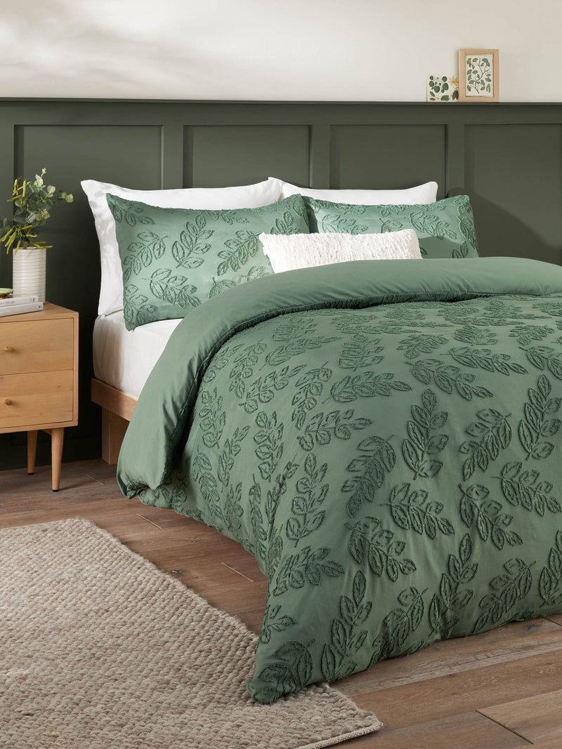 Duvet Day Green Seville Leaf duvet cover set - British product