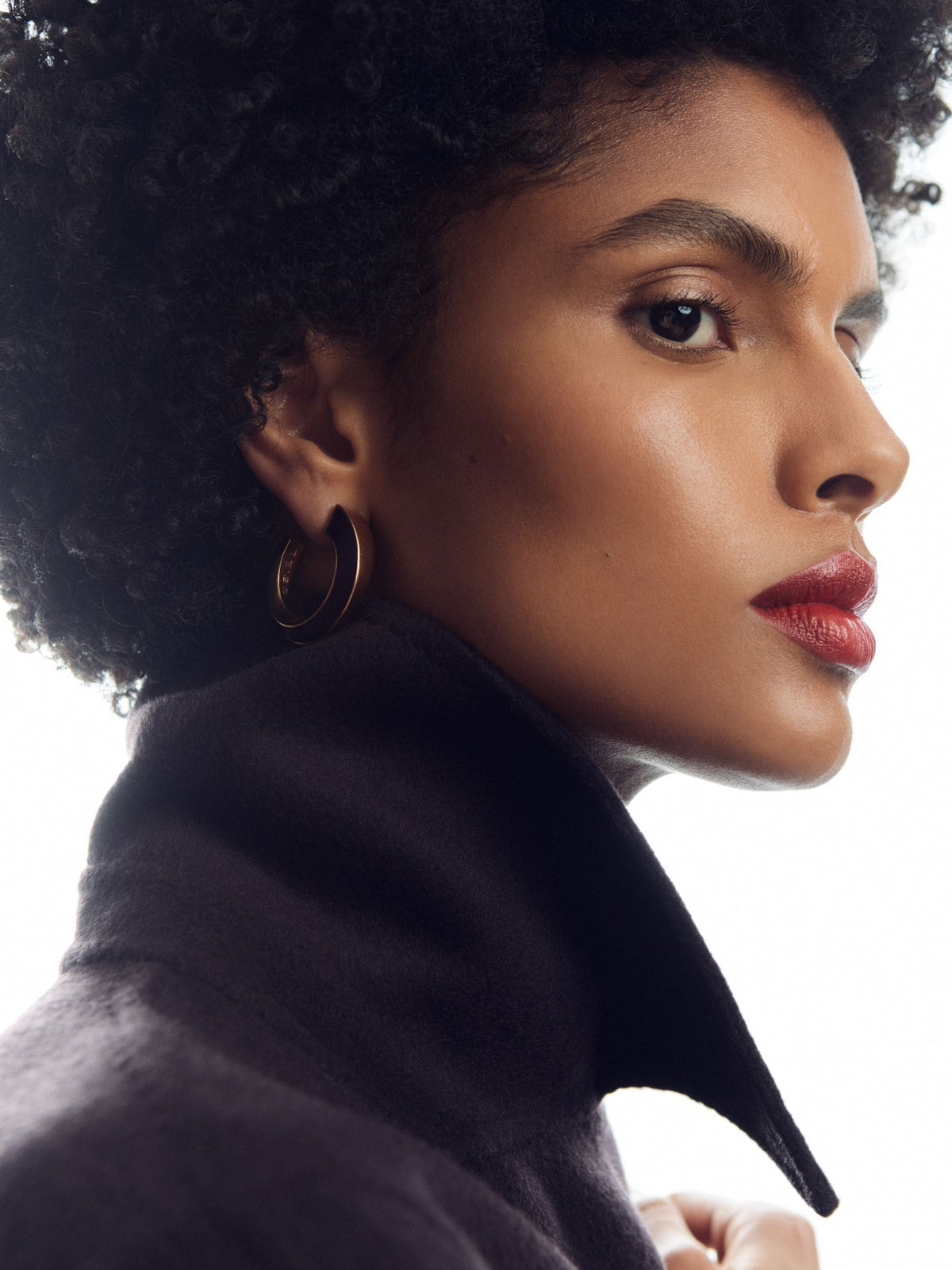 Reiss Gold Tone Thalia Twist Enamel Hoop Earrings