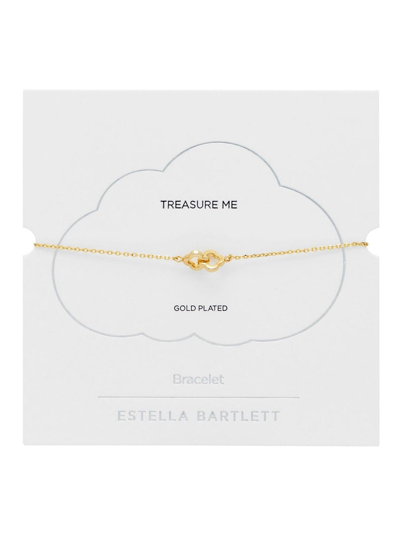 Gold Tone Double Linked Flower Bracelet for Daily Wear, 18 cm x 9 cm