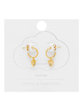 Estella Bartlett Gold Tone Puffed Heart Hoop Earrings with Pave Star