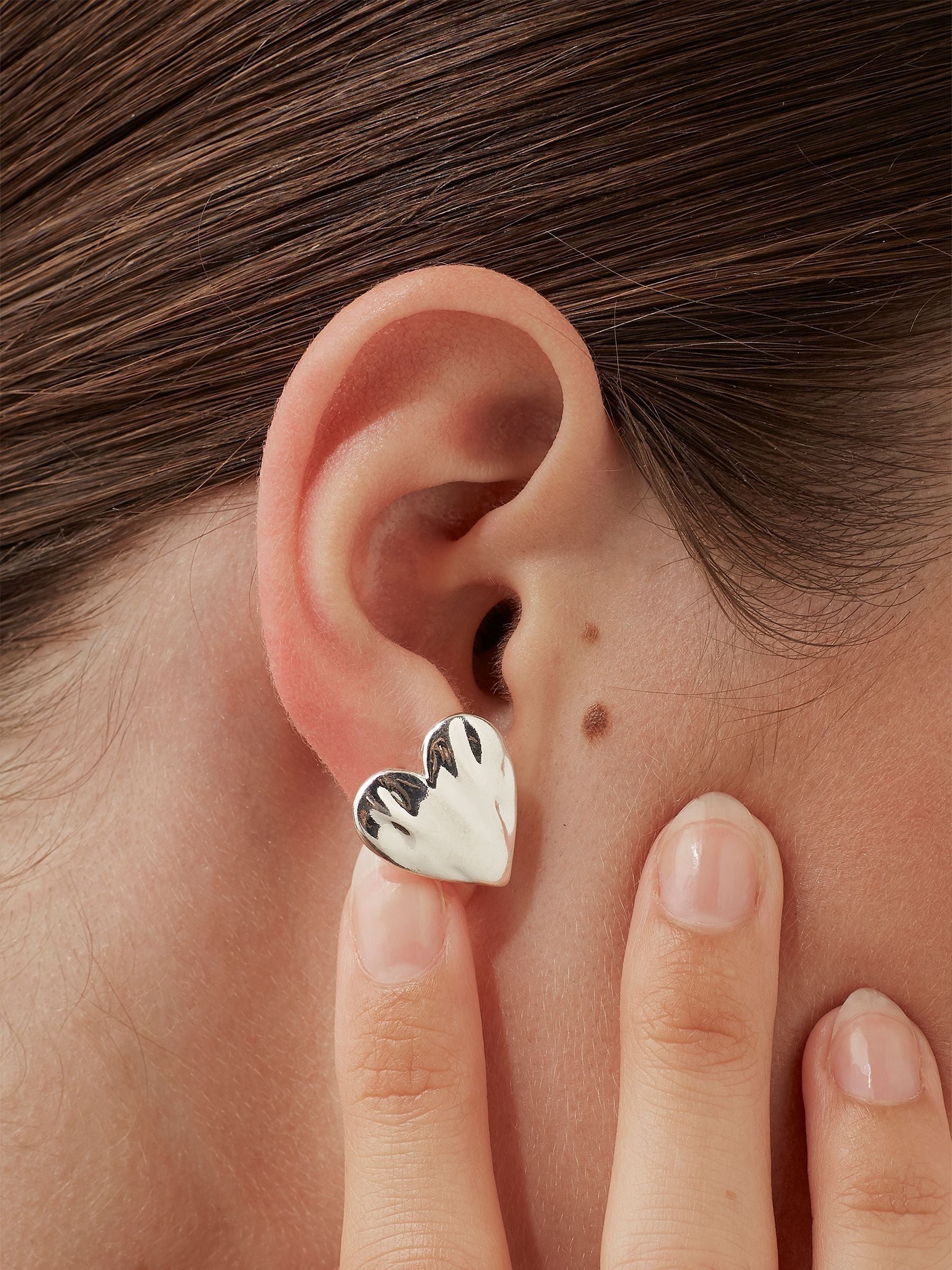 Estella Bartlett silver molten heart stud earrings - British product