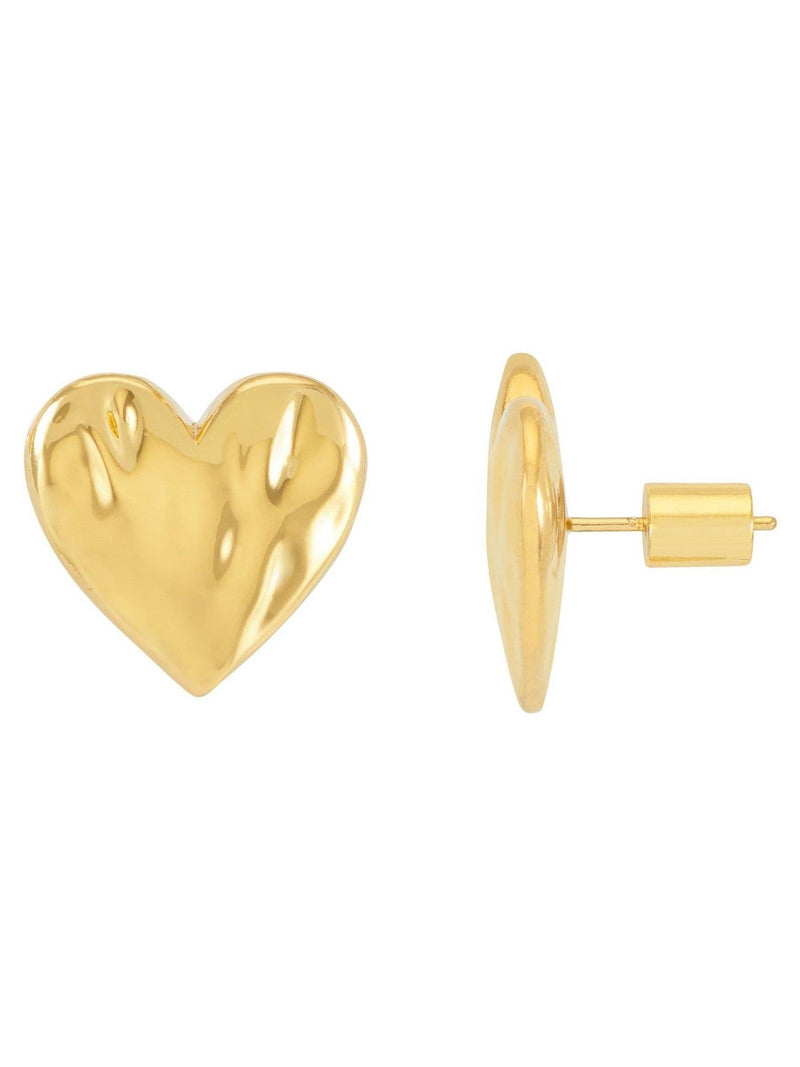 Estella Bartlett gold tone molten heart stud earrings - British product