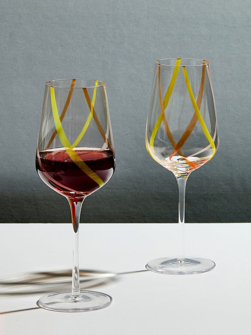 Set of 2 Citrus-Coloured Wine Glasses, 450 ml Capacity