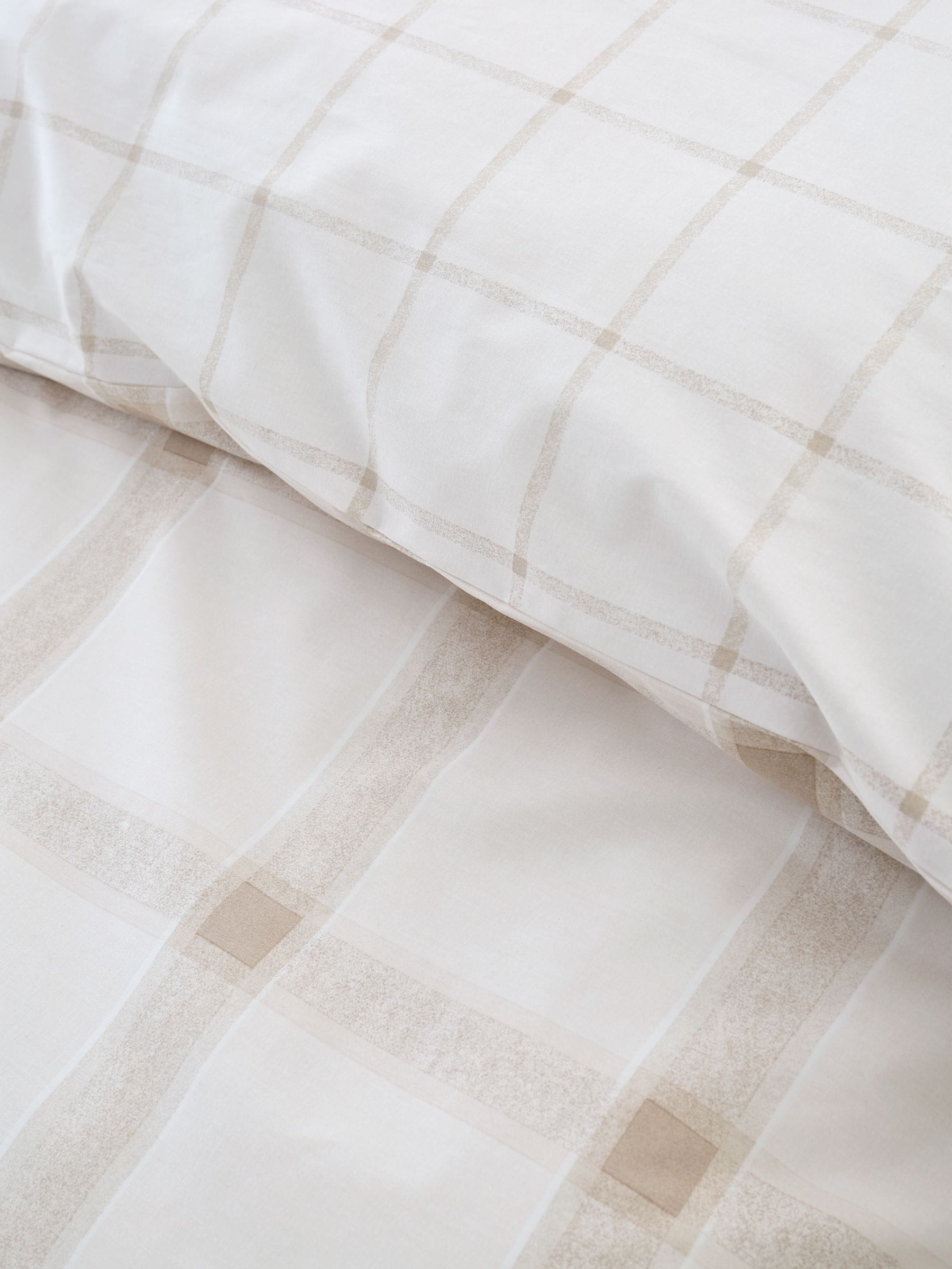 Bianca Natural Oxton Check 200 Thread Count Duvet Cover Set - British product