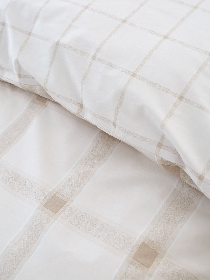 Bianca Natural Oxton Check 200 Thread Count Duvet Cover Set - British product