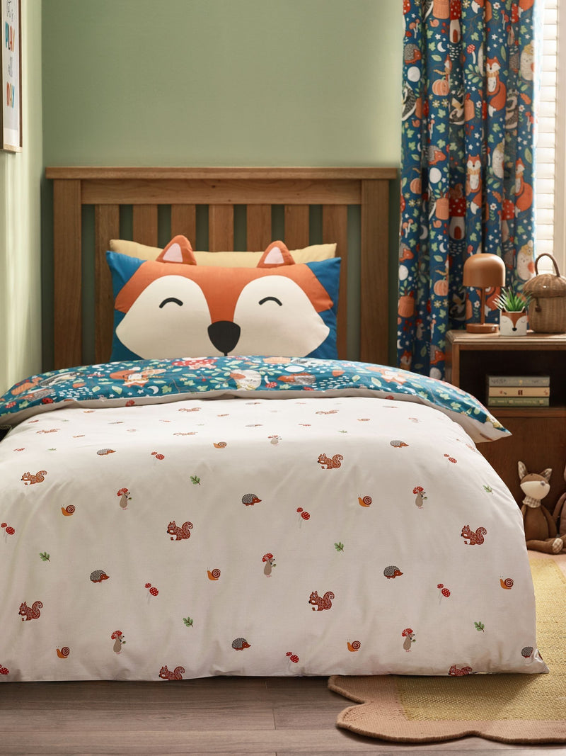 Catherine Lansfield Green Fox and Woodland Friends duvet cover set - British product