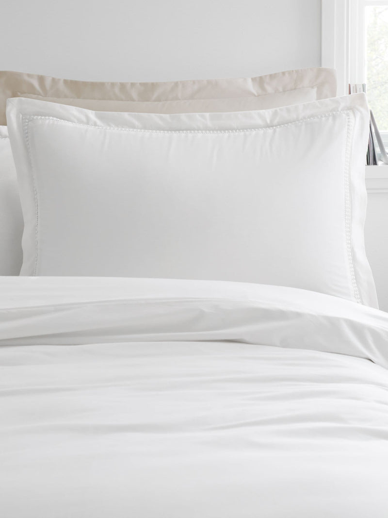 White Oxford lace trim duvet cover set - British product