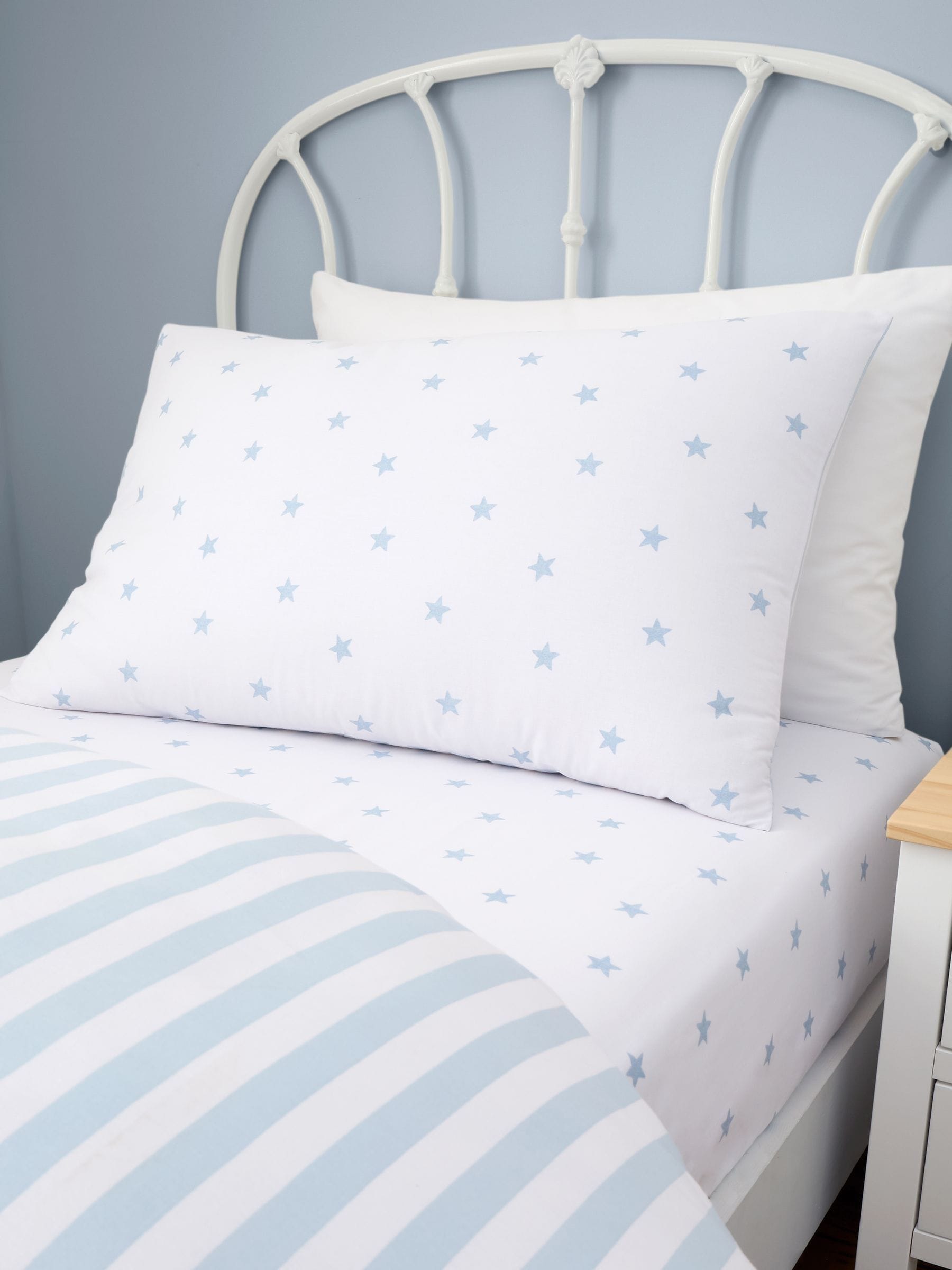 Bianca Blue Mini Star & Stripes cotton duvet set - British product