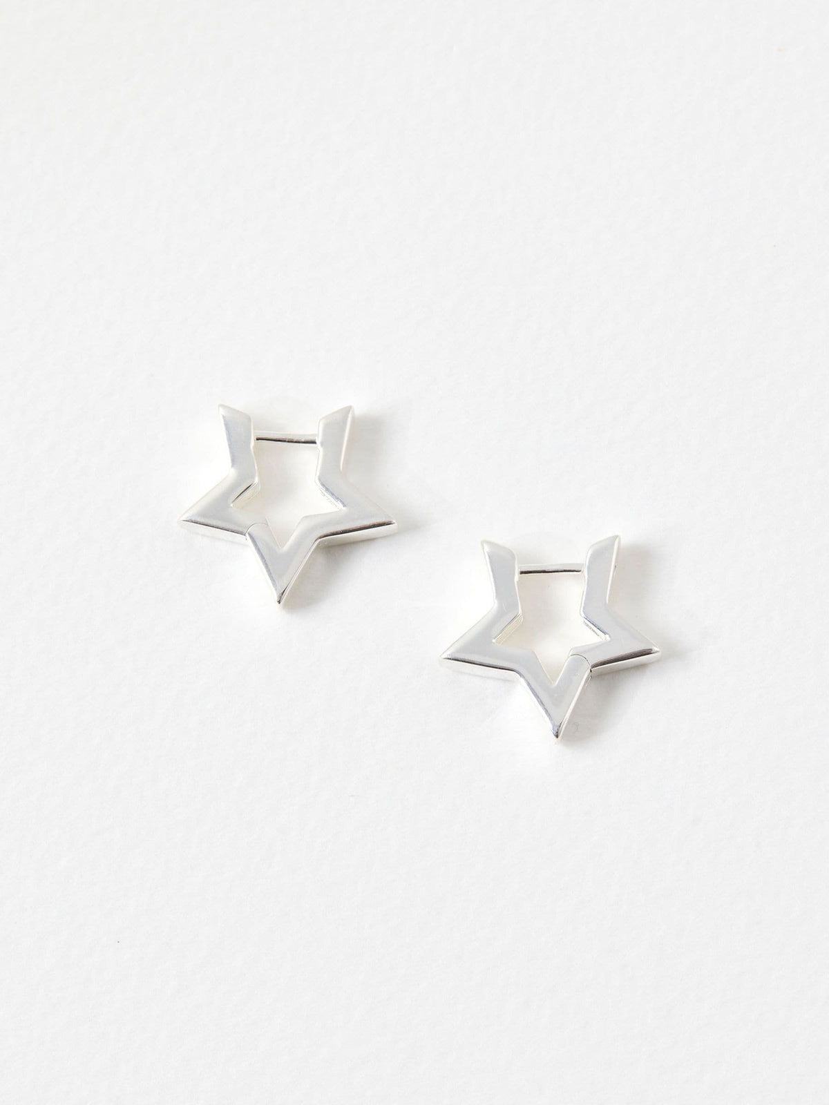 Oliver Bonas Silver Tone Star Outline Hoop Earrings