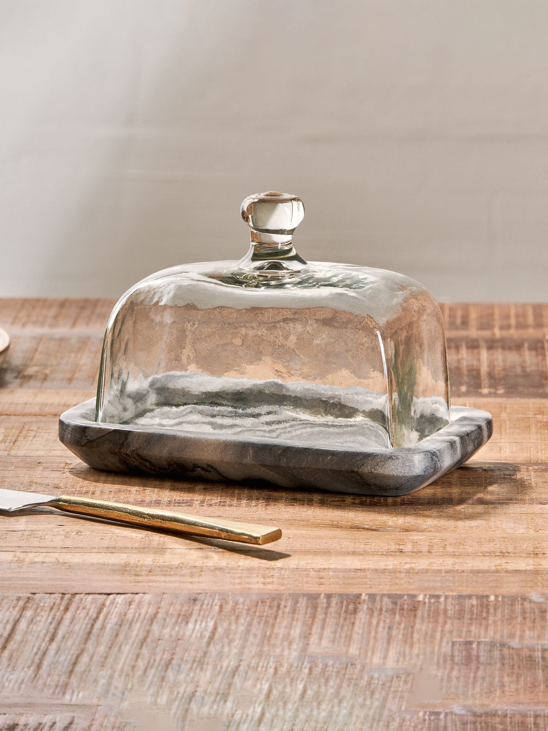 Nkuku Grey Kallso marble butter dish, imported from the UK