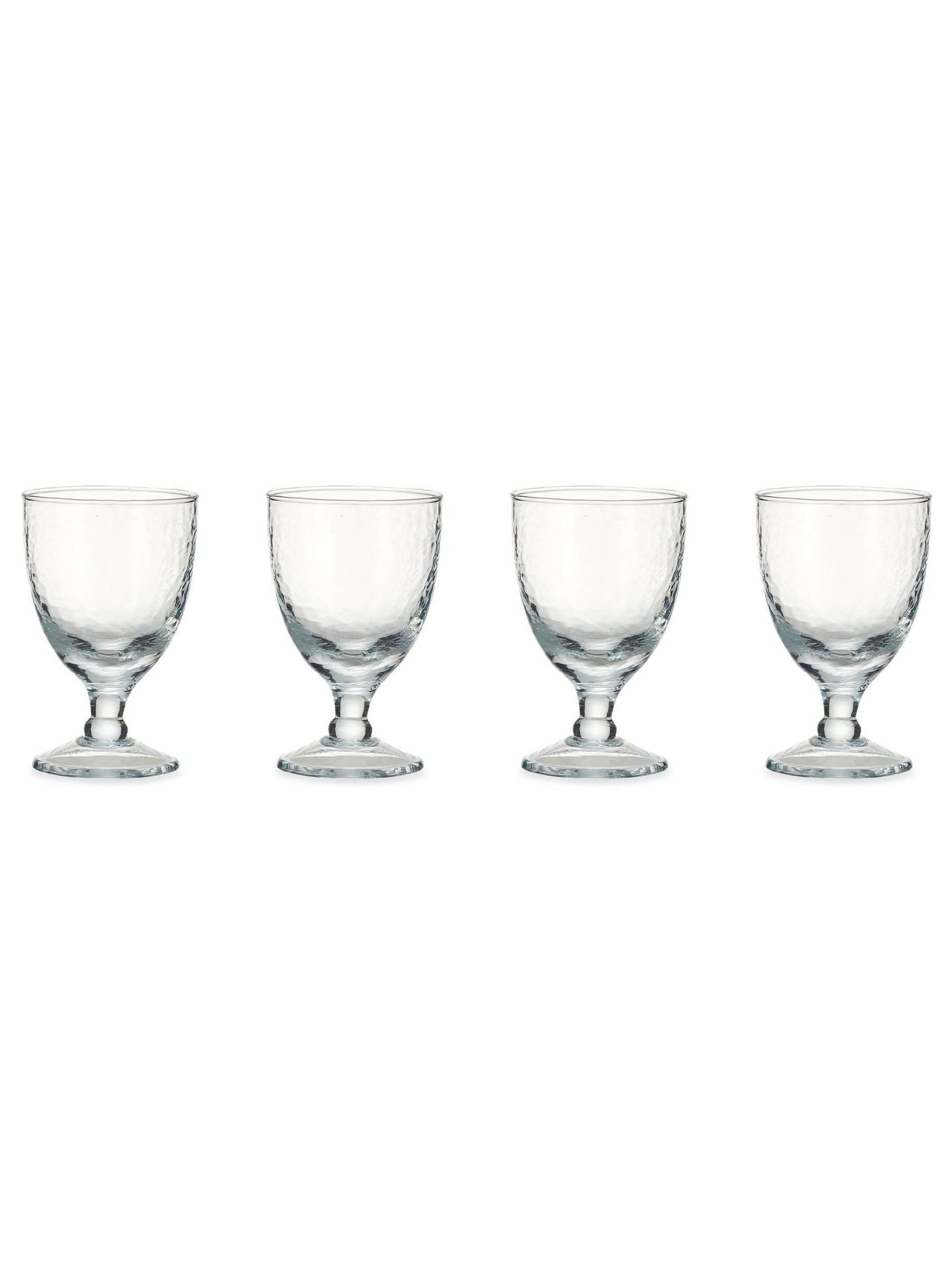 Nkuku set of 4 clear Yala hammered wine glasses, imported from the UK