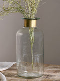 Nkuku Clear Chara hammered glass bottle 39cm height, imported from the UK