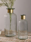 Nkuku Clear Chara hammered glass bottle 39cm height, imported from the UK