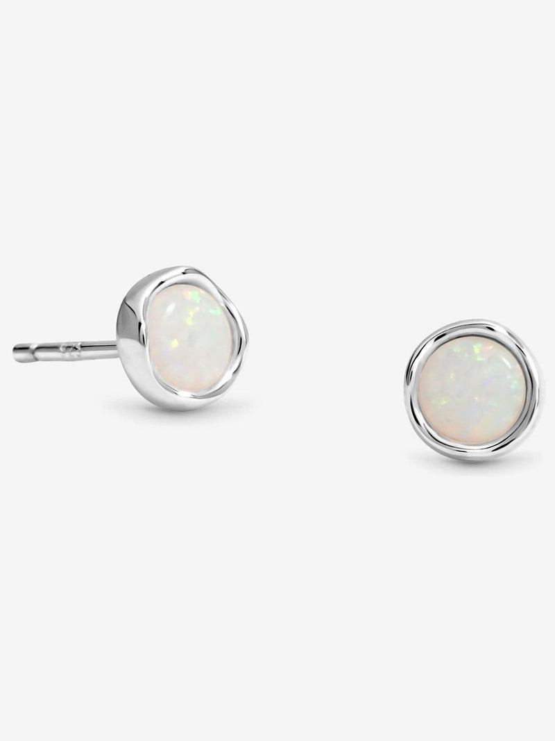 Simply Silver Sterling Silver Semi Precious Opal Stud Earrings