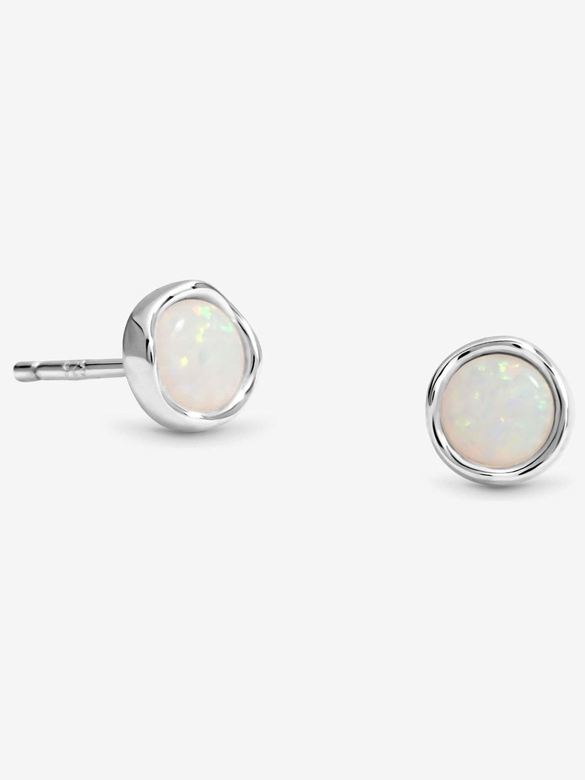 Simply Silver Sterling Silver Semi Precious Opal Stud Earrings