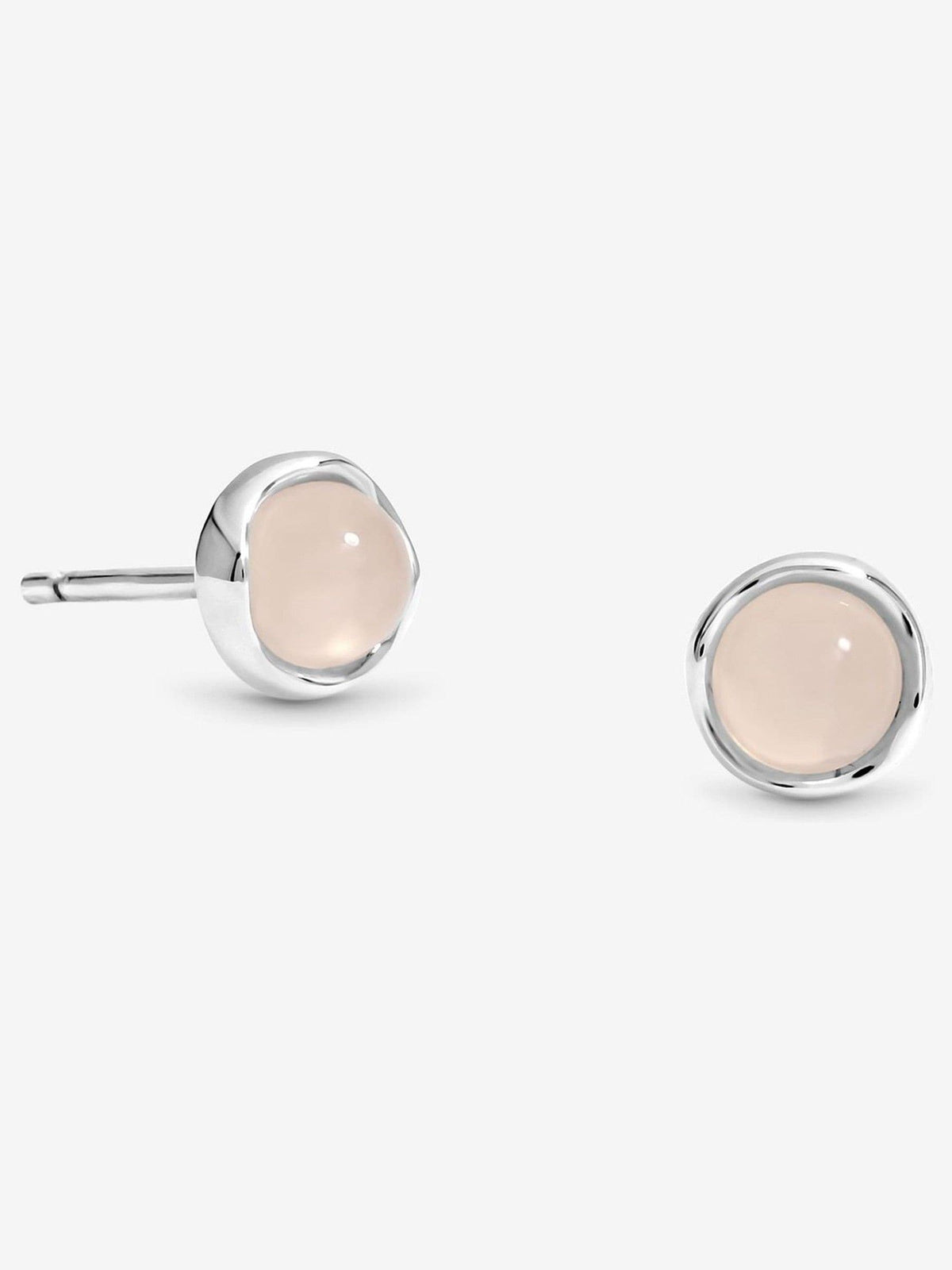 Sterling Silver Rose Quartz Stud Earrings with Post and Bullet Back, 6.8mm
