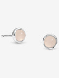 Sterling Silver Rose Quartz Stud Earrings with Post and Bullet Back, 6.8mm