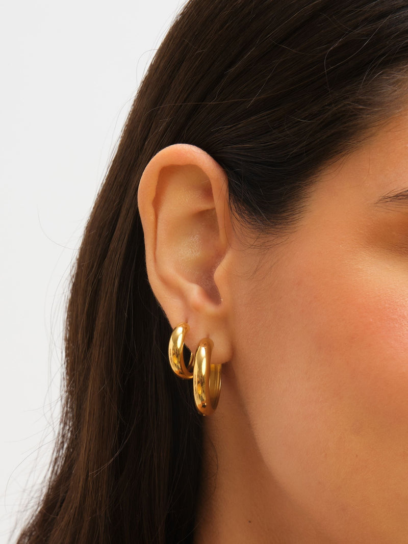Jon Richard gold plated stainless steel waterproof hoop earrings 25mm, UK version