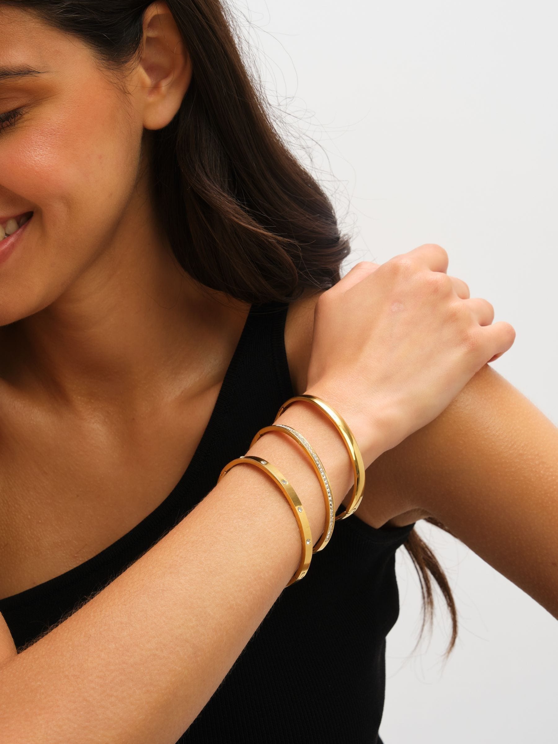 Jon Richard Gold Plated Waterproof Crystal Row Bangle