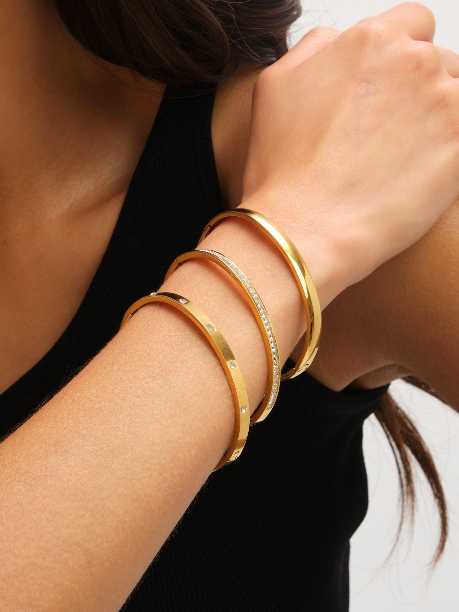 Jon Richard Gold Plated Waterproof Crystal Row Bangle