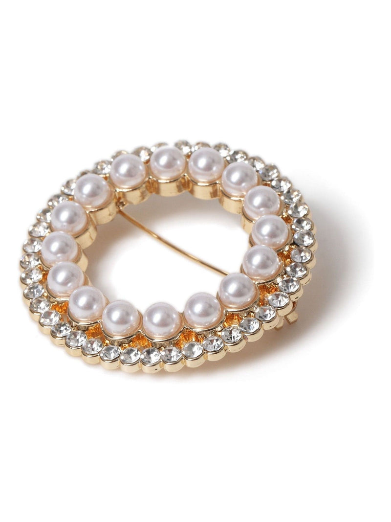 Aela Gold Tone Sparkle Circle Brooch