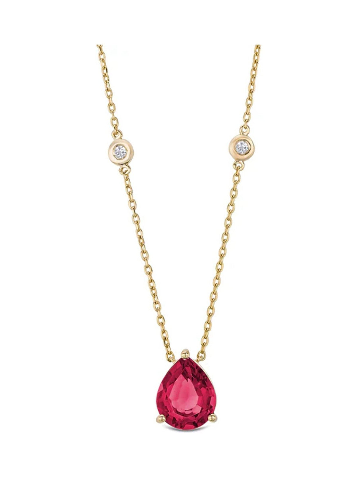 The Diamond Store Red Astra 3.50ct Pear Cut Lab Ruby Necklace in 18K Gold Vermeil