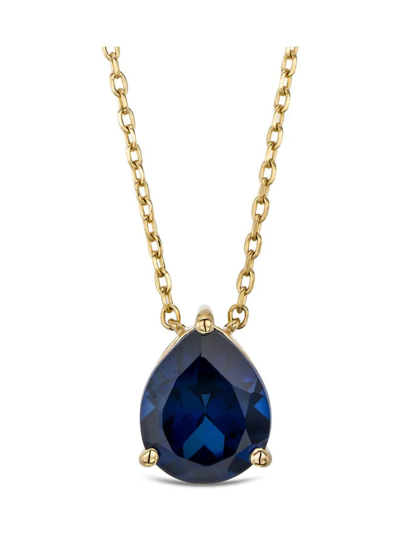 The Diamond Store Blue Astra 3.20ct Pear Cut Lab Sapphire Necklace in 18K Gold Vermeil