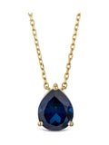 The Diamond Store Blue Astra 3.20ct Pear Cut Lab Sapphire Necklace in 18K Gold Vermeil