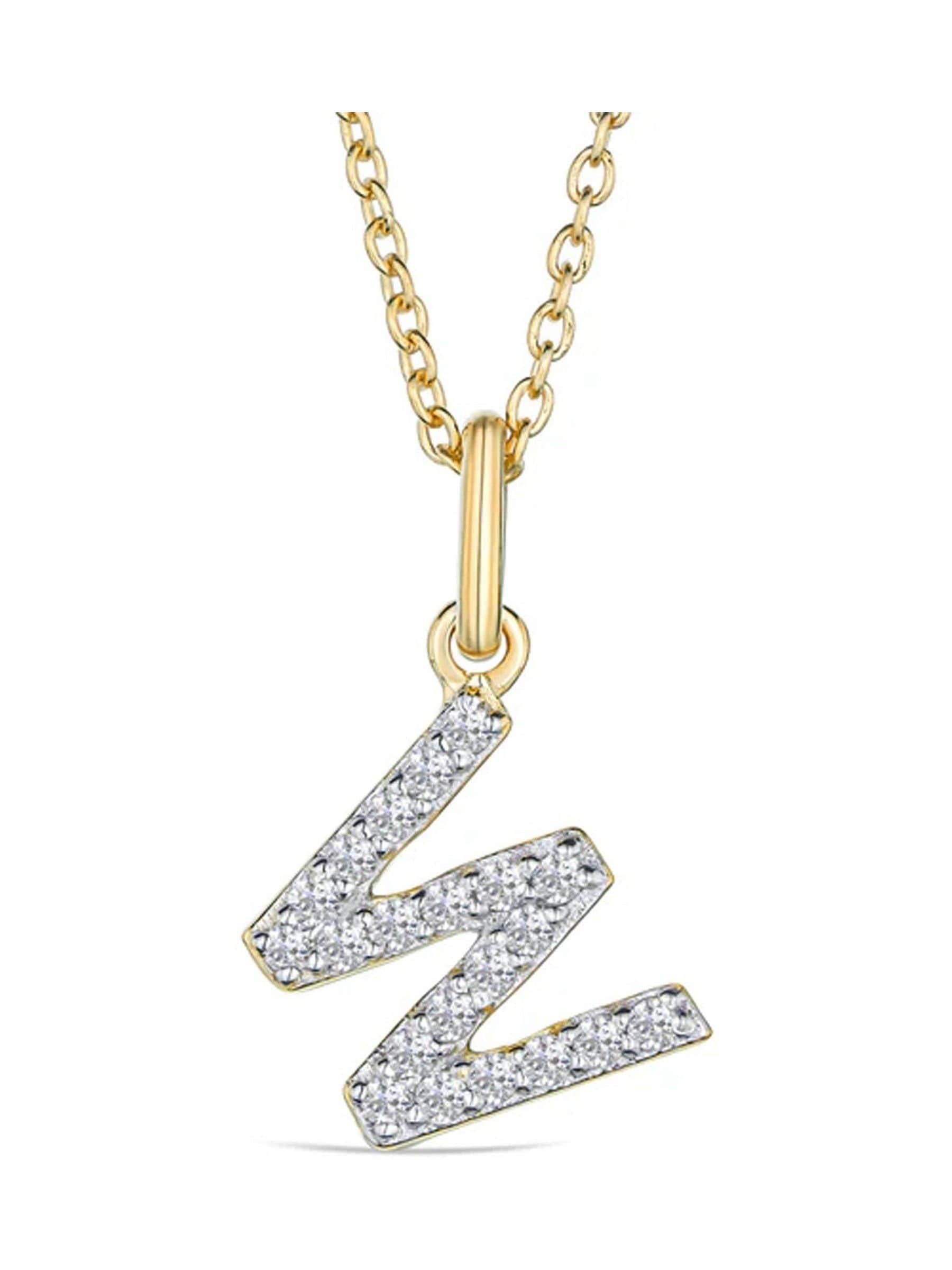 The Diamond Store lab diamond initial pendant necklace 0.10ct in 18K gold vermeil (British brand)