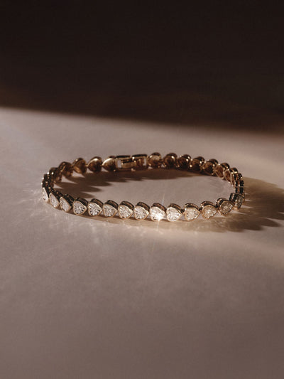 The Diamond Store Gold Heart 0.15ct H/SI Lab Diamond Tennis Bracelet in 18K Gold Vermeil
