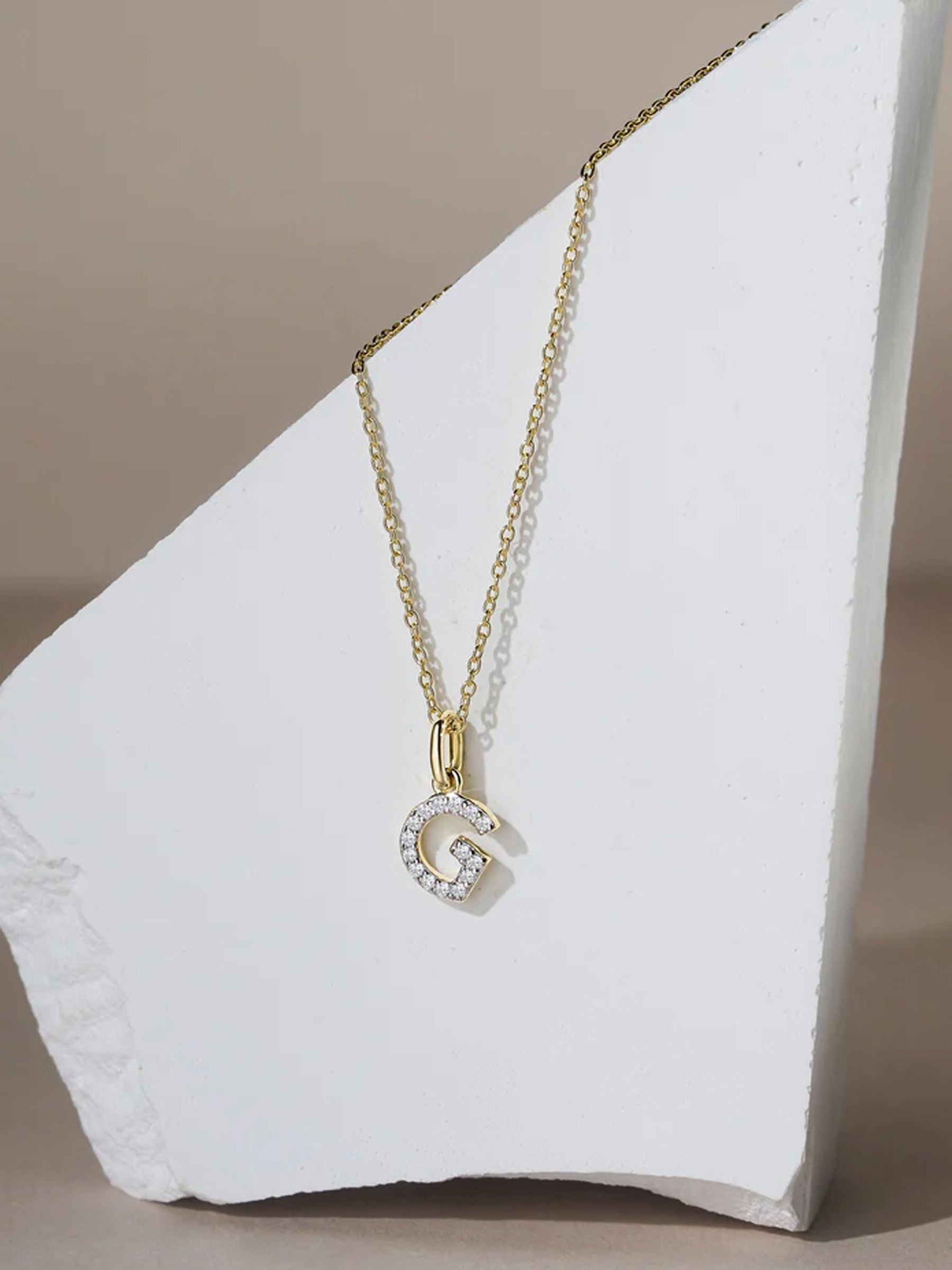Lab-Grown Diamond Initial Pendant Necklace in 18K Gold Vermeil, 0.10ct