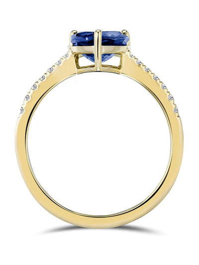 The Diamond Store Blue Astra 3.10ct Pear Cut Lab Sapphire and Diamond Ring