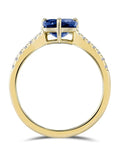 The Diamond Store Blue Astra 3.10ct H/SI Pear Cut Lab Sapphire Solitairewith Side Stones Ring in 18K Gold Vermeil