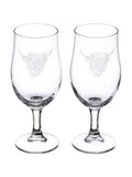 Selbrae House Highland Cow beer glasses set of 2 (British brand)