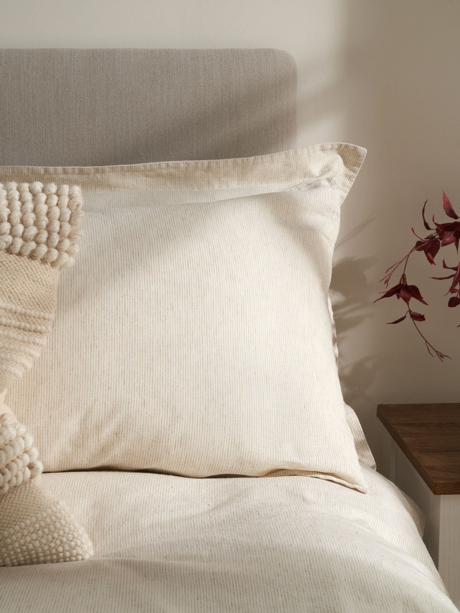 Truly Mushroom Stripe Linen Cotton Duvet Cover