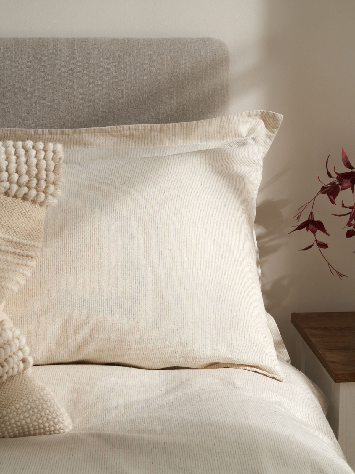Truly Mushroom Stripe Linen Cotton Duvet Cover