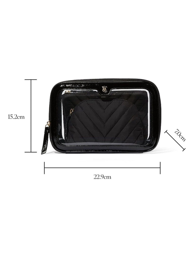 Victoria's Secret Black 3 Piece Makeup Bag Set (British brand)