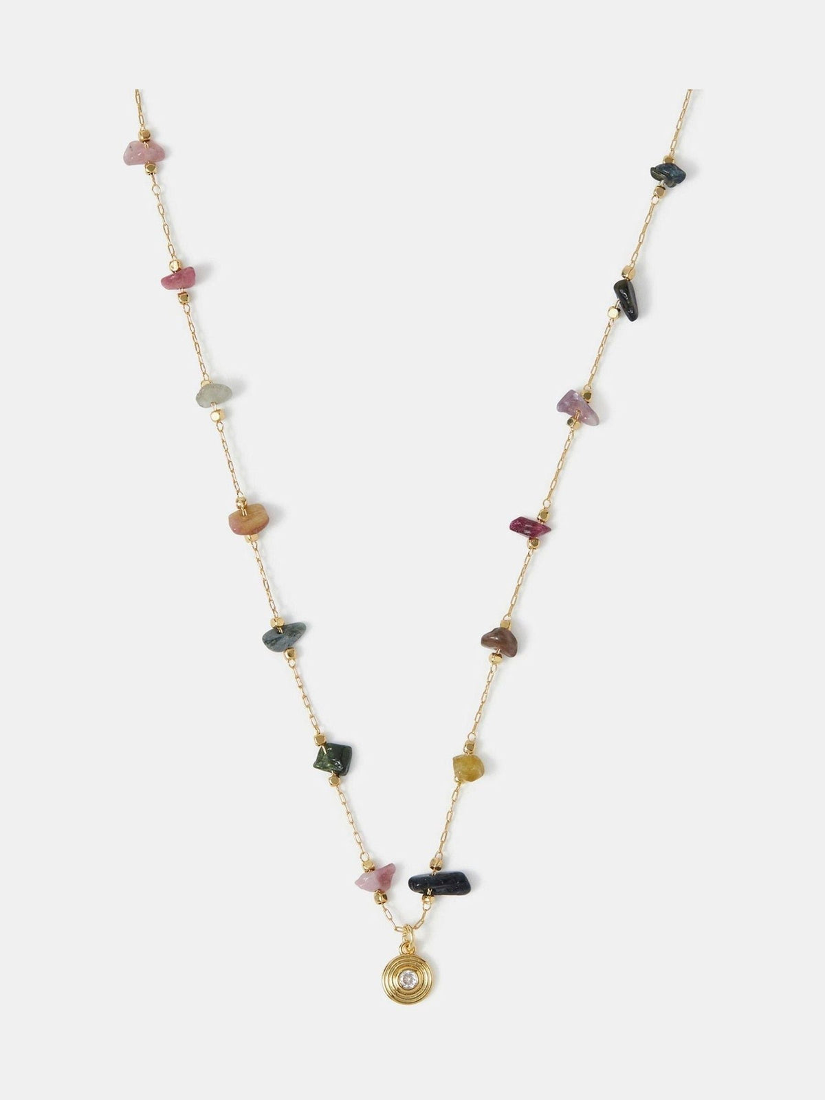 Accessorize 14ct Gold Semi-Precious Nugget Station Necklace
