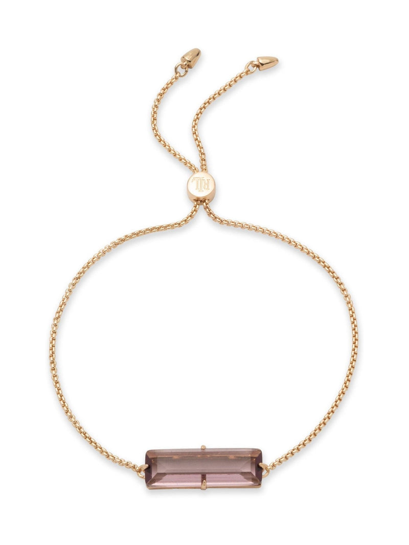 Gold-Tone Baguette Slider Bracelet with Amethyst Crystals