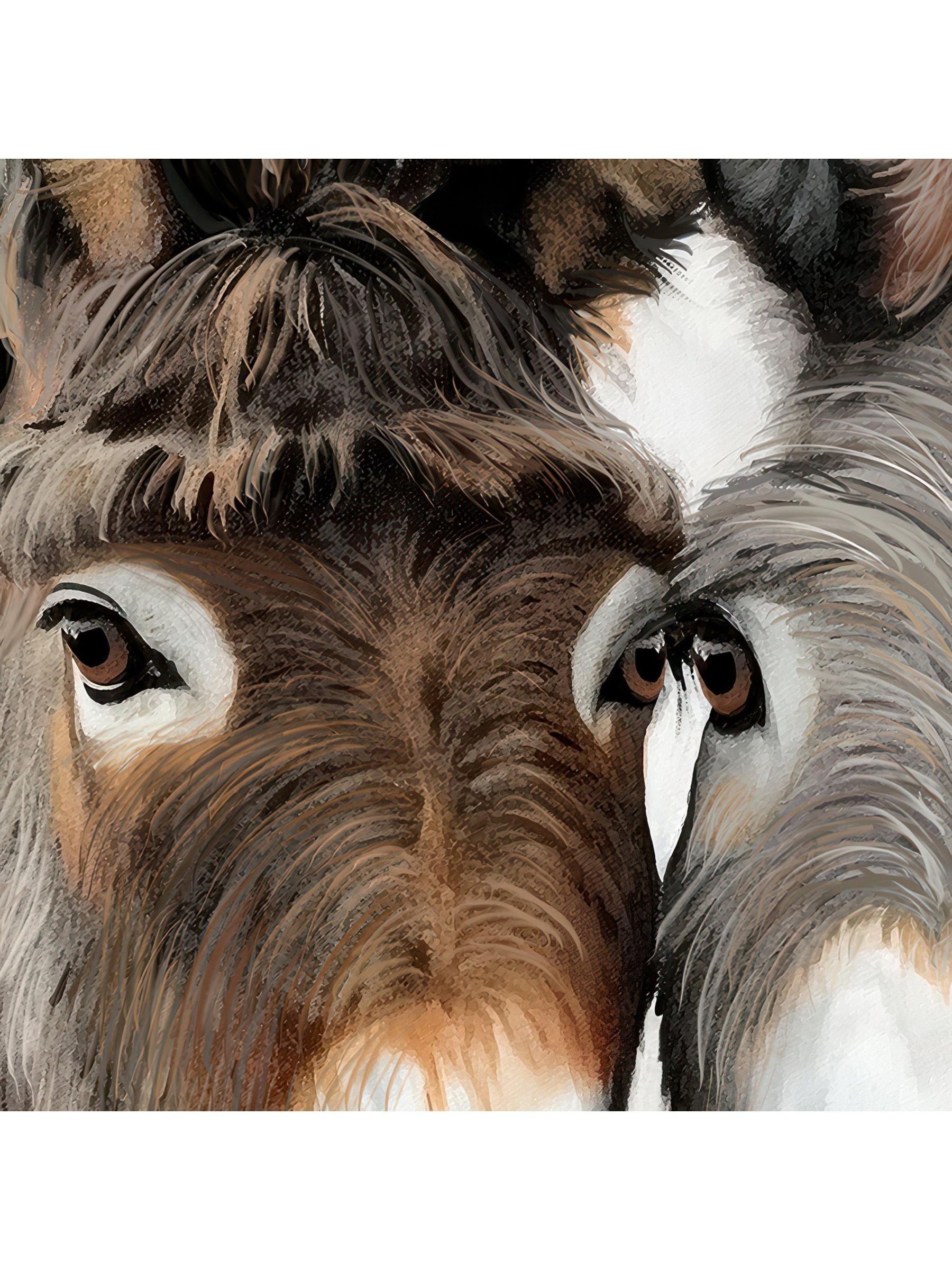 Brown grey animal donkey canvas wall art set - British product