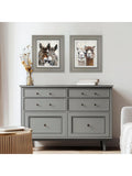 Brown grey animal donkey canvas wall art set - British product
