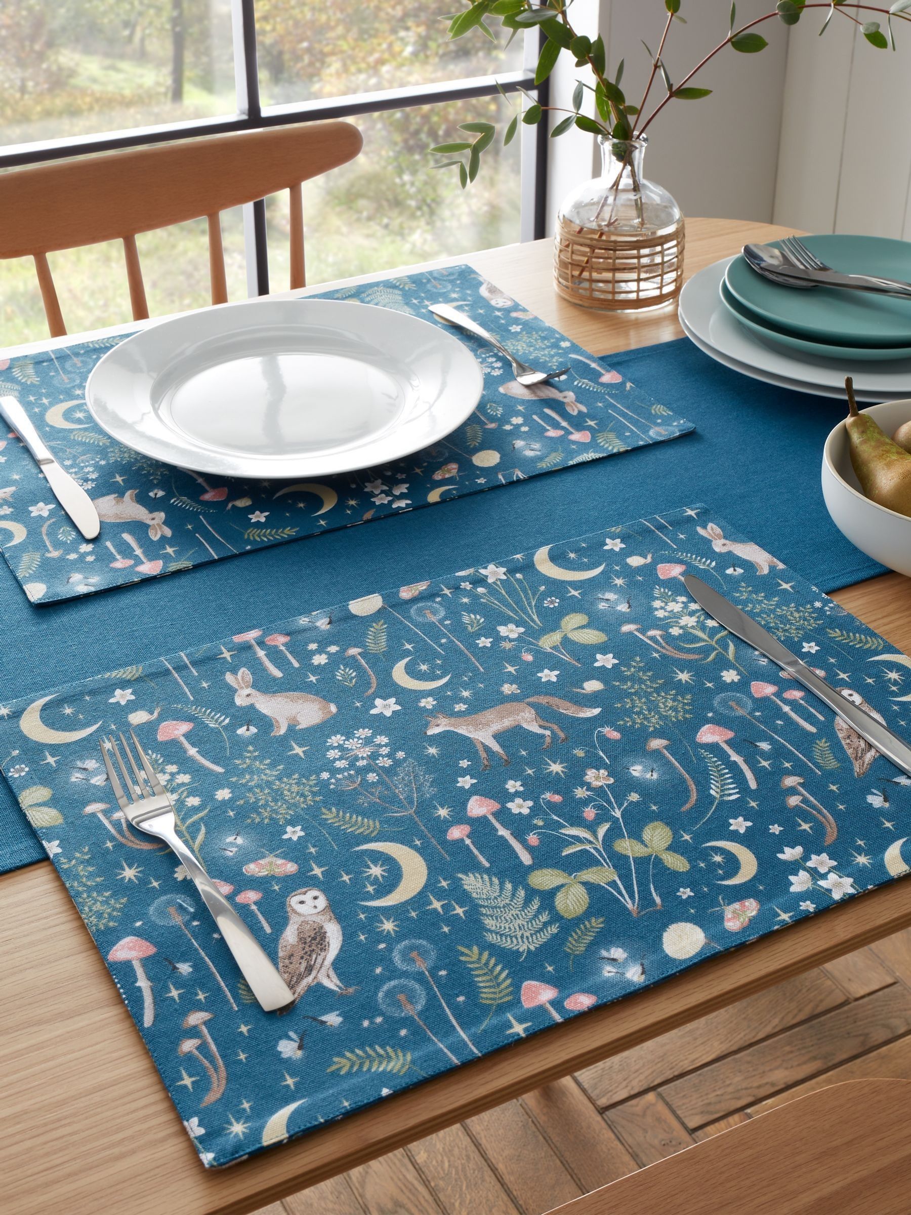 Catherine Lansfield Enchanted Twilight Animals cotton placemat 30x46cm - British product