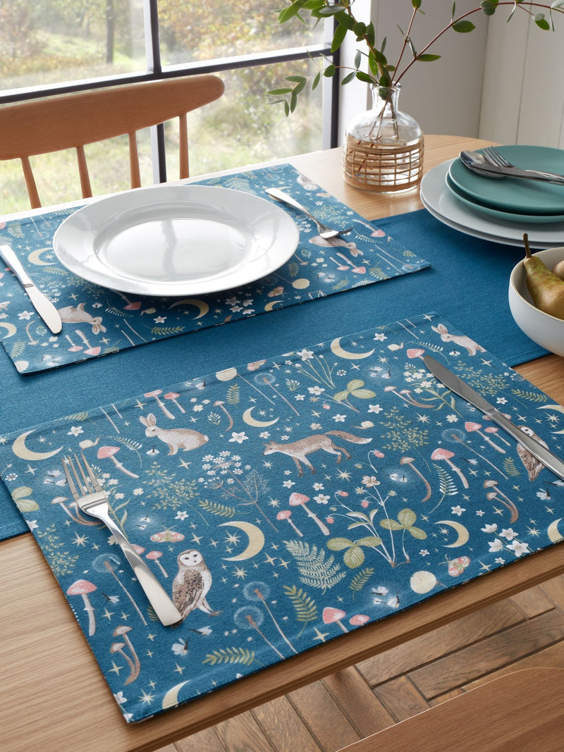 Catherine Lansfield Enchanted Twilight Animals cotton placemat 30x46cm - British product