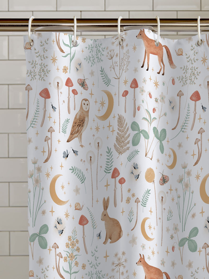 Catherine Lansfield White Enchanted Twilight Animal Shower Curtain Size One - British product