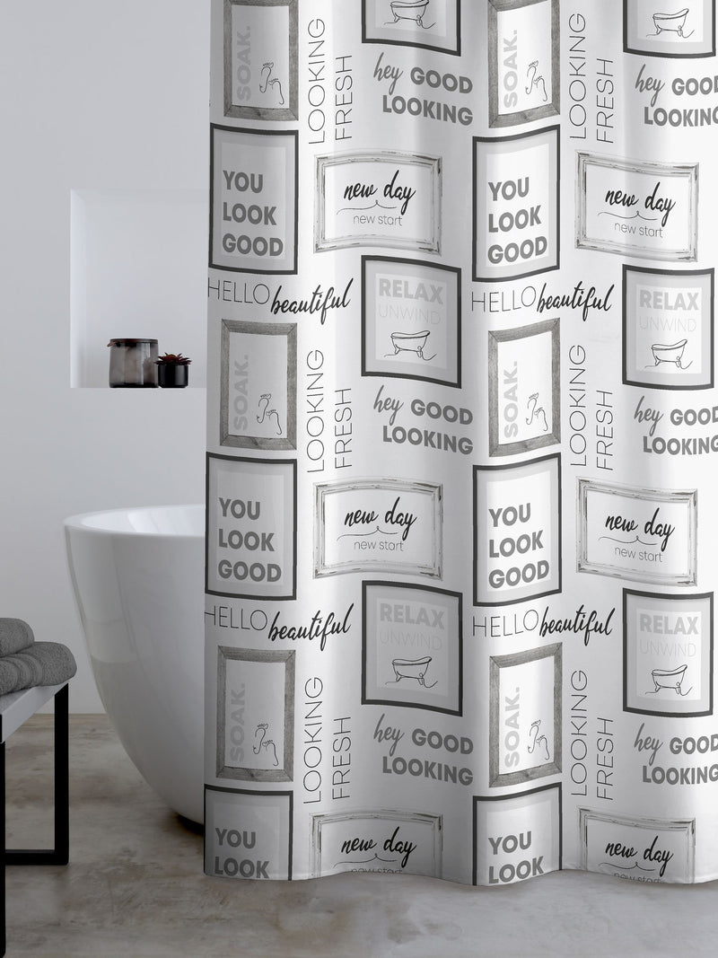 Catherine Lansfield Grey/Black Relax and Unwind Shower Curtain