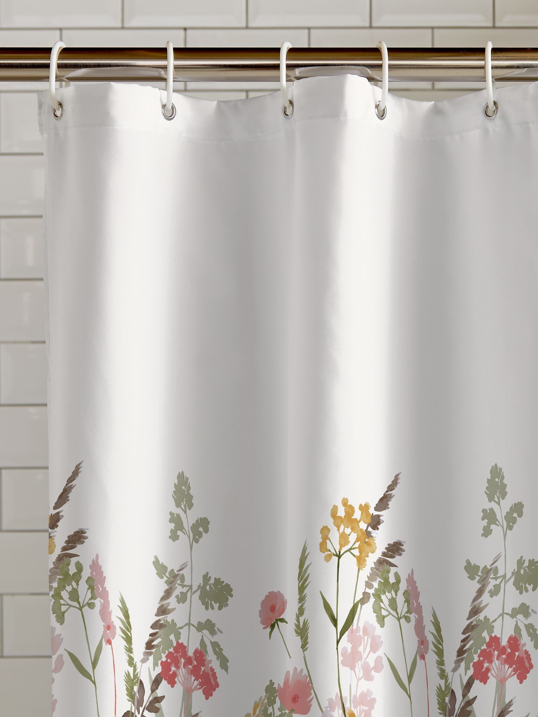 Catherine Lansfield pink countryside floral shower curtain one size - British product