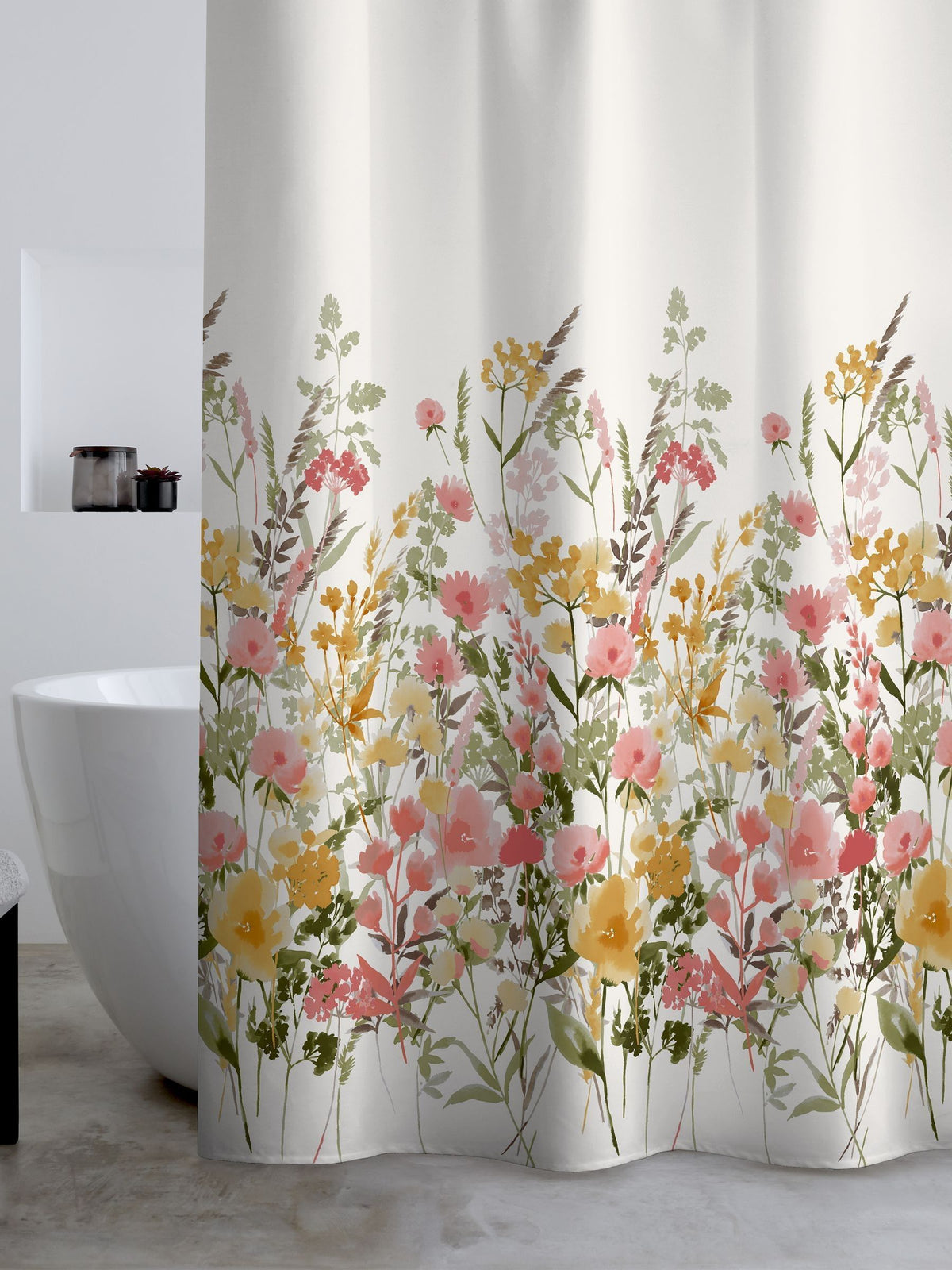 Catherine Lansfield pink countryside floral shower curtain one size - British product