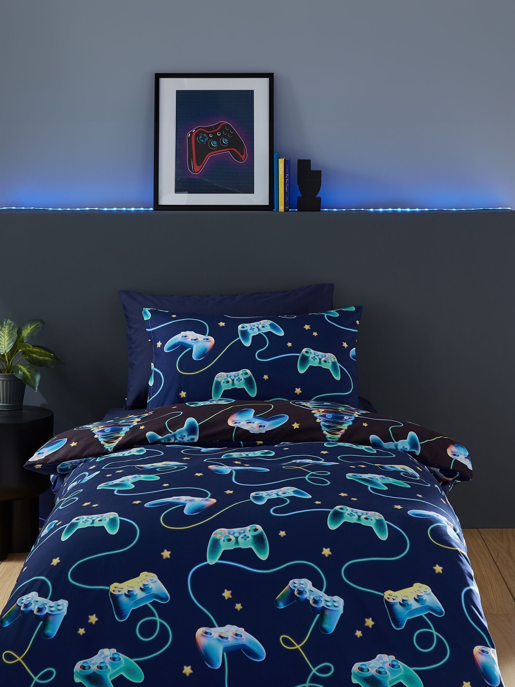 Catherine Lansfield Navy Christmas Gamer duvet cover set - British product