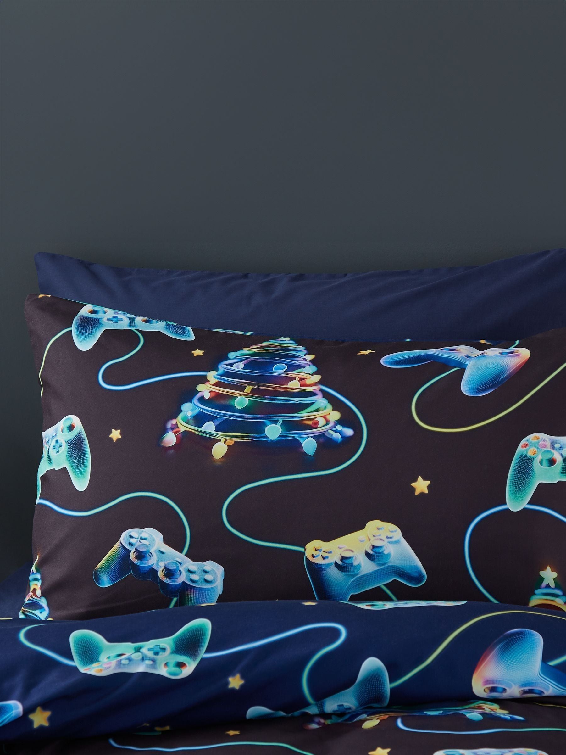 Catherine Lansfield Navy Christmas Gamer duvet cover set - British product